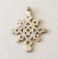 Rustic White & Wood Accessories Ethiopian Cross Pendant
