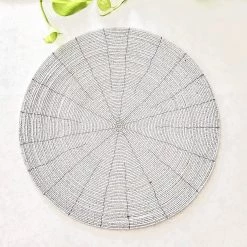Rustic White & Wood Beaded Placemats & Coasters - Natural & White