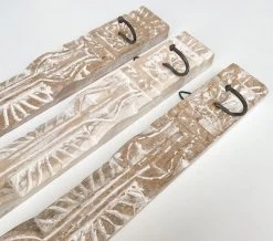 Rustic White & Wood Carved Indian Wall Hook