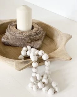 Rustic White & Wood Accessories Beaded Clay Garland