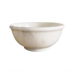 Rustic White & Wood Marble Bowl - Round