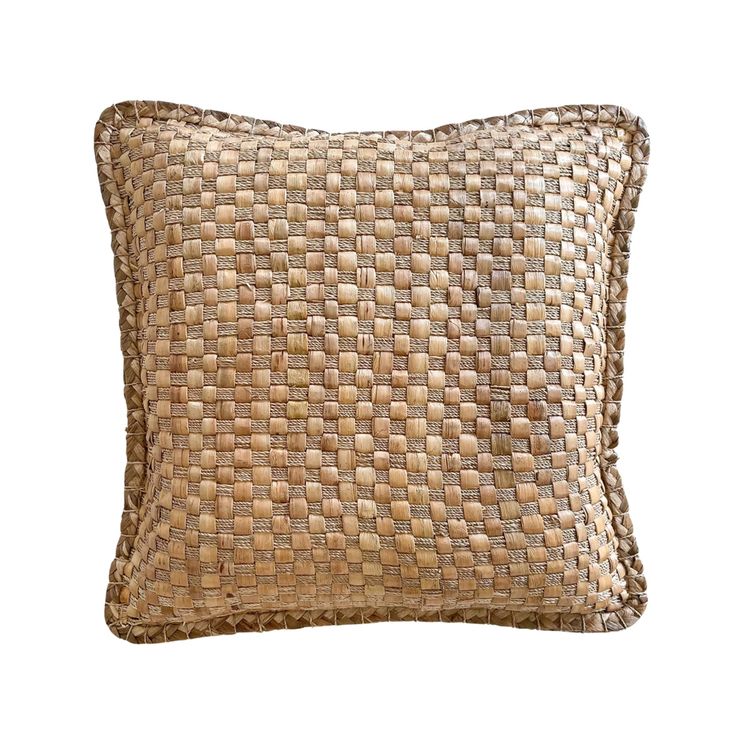 Rustic White & Wood Hyacinth Cushion - Square Accessories 3 Rustic White & Wood Hyacinth Cushion - Square Accessories