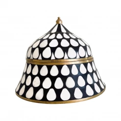 Rustic White & Wood Bone Inlay Trinket Boxes - Black & White Homewares