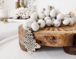 Rustic White & Wood Ethiopian Cross Beaded Clay Garland