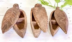 Rustic White & Wood Indian Tikka Boxes Vintage Treasures