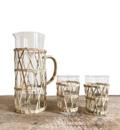 Rustic White & Wood Accessories Bahama Drinking Glass Set