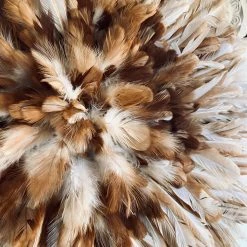 Rustic White & Wood Bamileke Feather Juju Hat - Natural Brown