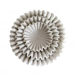 Rustic White & Wood Marble Fluted Bowl - Wavy Ripple - Hand Carved Accessories