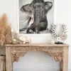 Rustic White & Wood Vintage Indian Carved Console Table Furniture