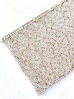 Rustic White & Wood Beaded Purse - Natural 10 Rustic White & Wood Beaded Purse - Natural