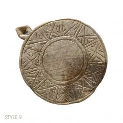 Rustic White & Wood Bleached Wooden Chapati Plate, Old Indian Vintage Treasures