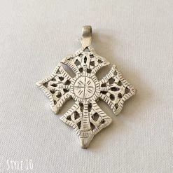 Rustic White & Wood Accessories Ethiopian Cross Pendant