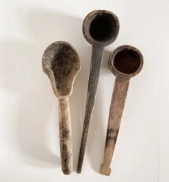 Rustic White & Wood Vintage Indian Spoon Vintage Treasures