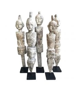 Rustic White & Wood Tribal Treasures Tribal Warrior Men - Old Antique White