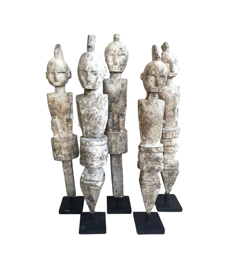 Rustic White & Wood Tribal Treasures Tribal Warrior Men - Old Antique White 3 Rustic White & Wood Tribal Treasures Tribal Warrior Men - Old Antique White