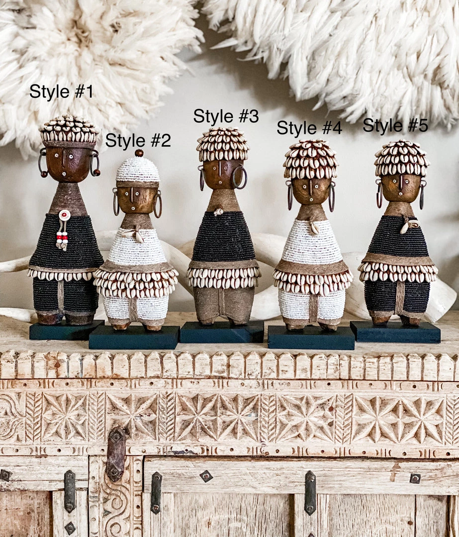 Rustic White & Wood Namji Dolls - Assorted Black & White - Small 7 Rustic White & Wood Namji Dolls - Assorted Black & White - Small