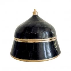 Rustic White & Wood Bone Inlay Trinket Boxes - Black Homewares