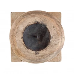 Rustic White & Wood Old Indian Candle Holder - Bleached Vintage Treasures