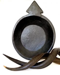 Rustic White & Wood Black Wooden Chapati Bread Bowl Vintage Treasures