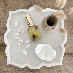 Rustic White & Wood Marble Plate - Hand Carved