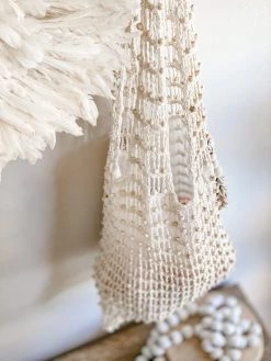 Rustic White & Wood Accessories Wanderer Beaded Bag