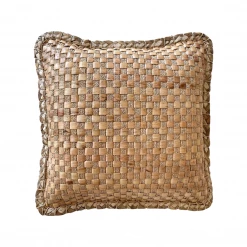 Rustic White & Wood Hyacinth Cushion - Square Accessories