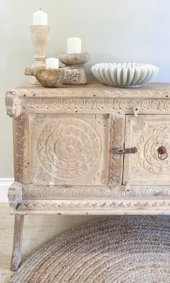 Rustic White & Wood Furniture Damchiya Console Table
