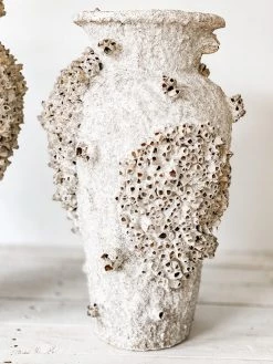 Rustic White & Wood Coastal Decor Barnacle Clustered Pots - Oversized 10 Rustic White & Wood Coastal Decor Barnacle Clustered Pots - Oversized