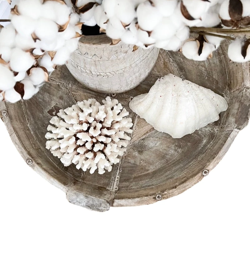 Rustic, White & Wood Vintage Indian Wooden Grinder Table - 02 Furniture 3 Rustic, White & Wood Vintage Indian Wooden Grinder Table - 02 Furniture