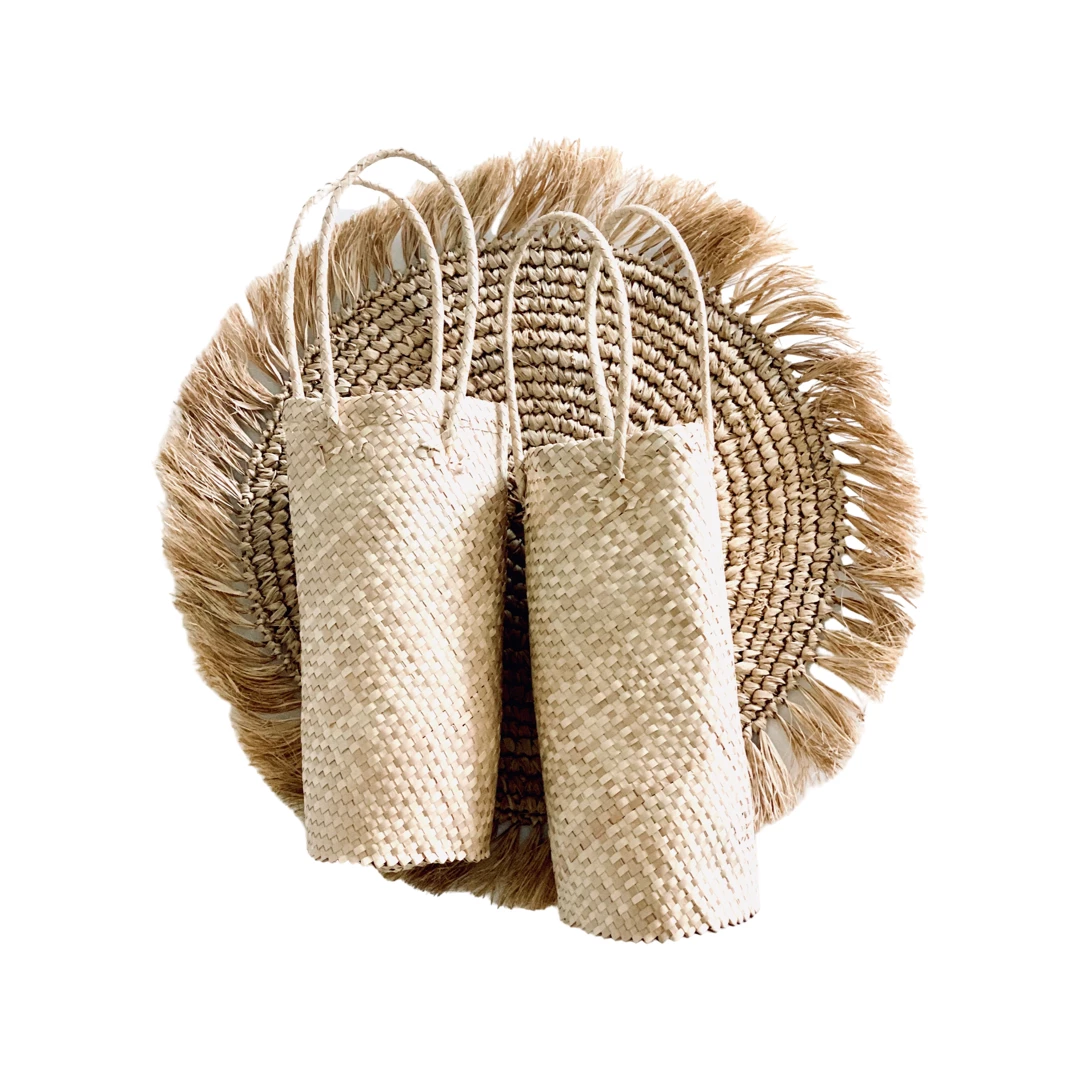 Rustic White & Wood Accessories Vino Woven Bottle Bag 3 Rustic White & Wood Accessories Vino Woven Bottle Bag