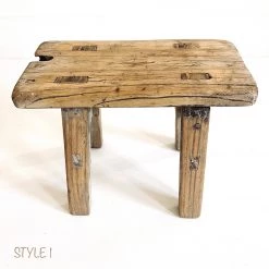 Rustic White & Wood Vintage Treasures Elm Wood Workers Stool - Mini 22 Rustic White & Wood Vintage Treasures Elm Wood Workers Stool - Mini