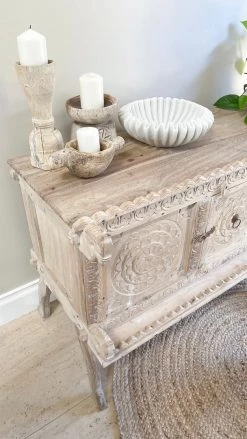 Rustic White & Wood Furniture Damchiya Console Table