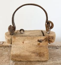 Rustic White & Wood Vintage Treasures Vintage Teak Ghee Pot