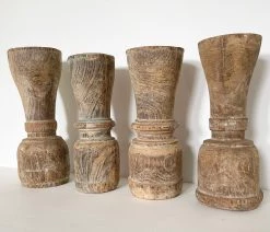 Rustic White & Wood Old Indian Leg Candle Holder - Medium Vintage Treasures