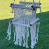 Rustic White & Wood Macrame Baby Chair/Swing