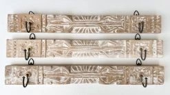 Rustic White & Wood Carved Indian Wall Hook