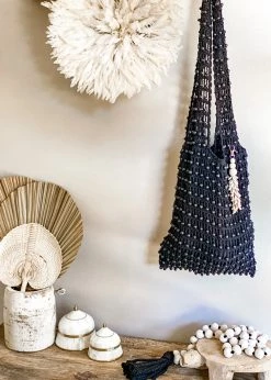 Rustic White & Wood Accessories Wanderer Beaded Bag