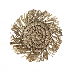 Rustic White & Wood Wanderlust Fringe Placemats & Coasters - Natural Accessories