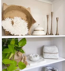 Rustic White & Wood Beaded Boxes - White