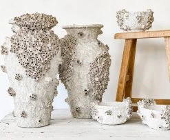 Cheap Rustic White & Wood Store 32 Rustic White & Wood Coastal Decor Barnacle Clustered Pots - Oversized