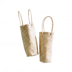Rustic White & Wood Accessories Vino Woven Bottle Bag