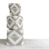 Rustic White & Wood Beaded Boxes - White & Natural Homewares