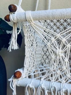 Rustic White & Wood Macrame Baby Chair/Swing