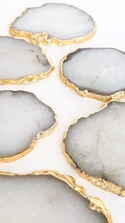 Rustic White & Wood White Quartz Coasters Homewares