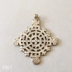 Rustic White & Wood Accessories Ethiopian Cross Pendant