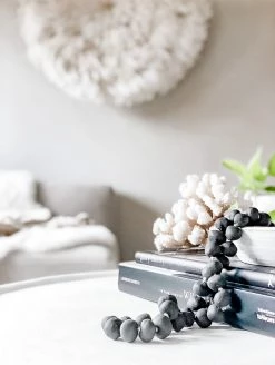 Rustic White & Wood Accessories Beaded Clay Garland