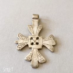 Rustic White & Wood Accessories Ethiopian Cross Pendant