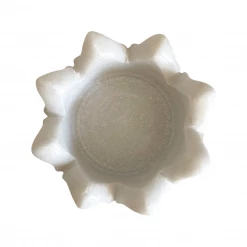 Rustic White & Wood Accessories Marble Lotus Trinket Bowl