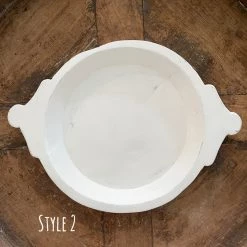 Rustic White & Wood Wooden Chapati Bowl, Old Indian - White-washed