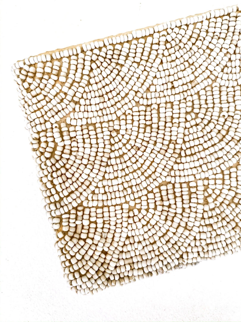 Rustic White & Wood Beaded Purse - Natural 7 Rustic White & Wood Beaded Purse - Natural